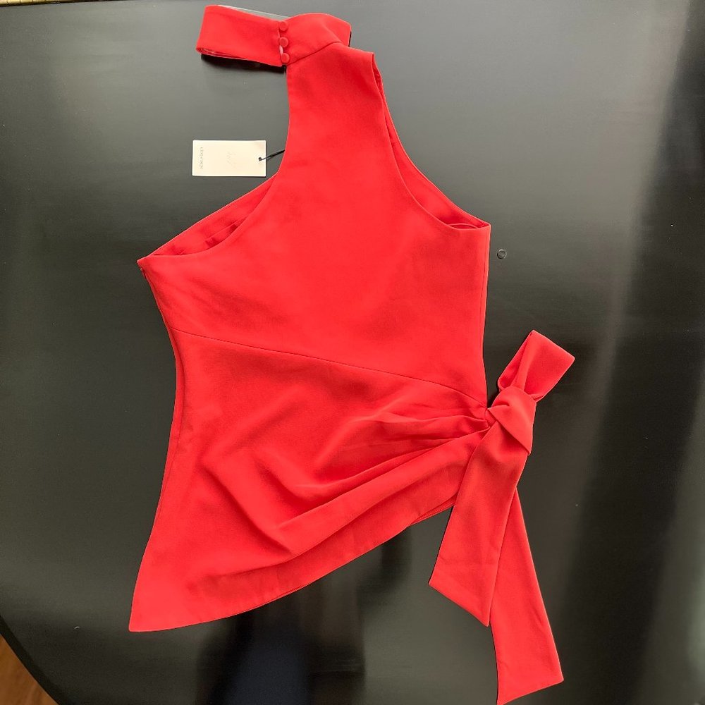 NWT - Hot Pink cinq a sept One-Shoulder Choker Top - Size Medium - Picture 4 of 10